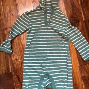 Primary Green and White Striped Snap Romper - 18 - 24 month